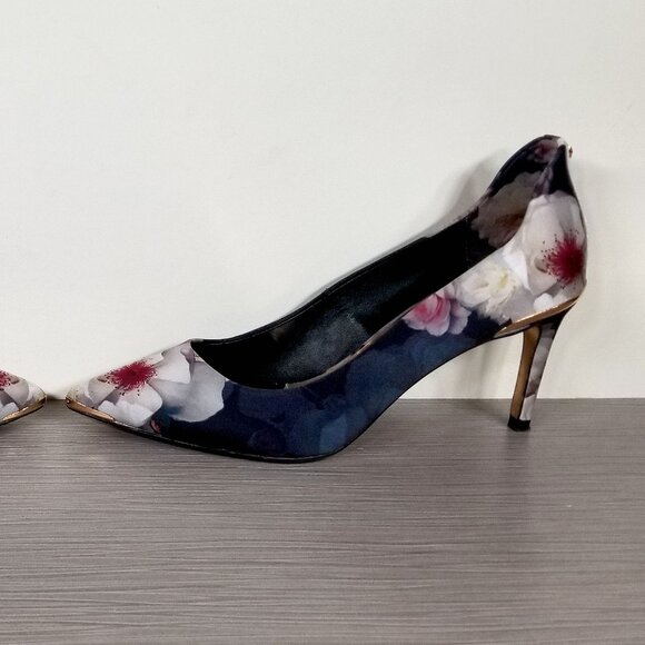 Ted Baker Kawaap Pointed Toe Pumps, Floral Print Satin, Womens Size 9 M / 39 - Picture 9 of 12